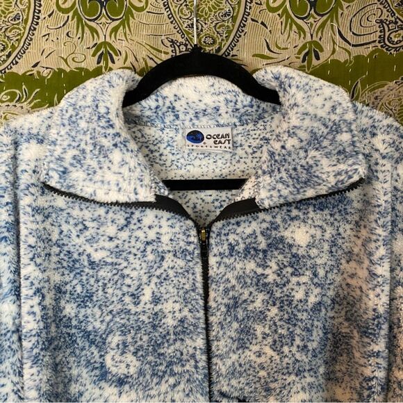 Rare Vintage OceanEast White/ Blue Eagle Fleece Jacket Size Medium - Picture 2 of 15